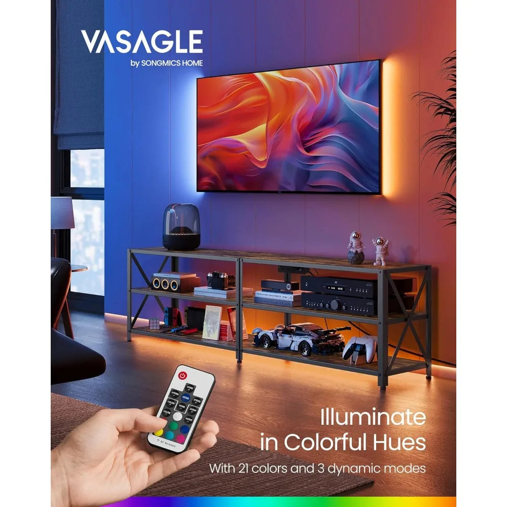 TV Stand with Power Outlets LED Lights for TVs up to 75 Inches