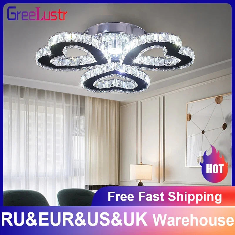 Modern K9 Crystal Chandelier Ceiling Light Fixture LED Pendant Lamp