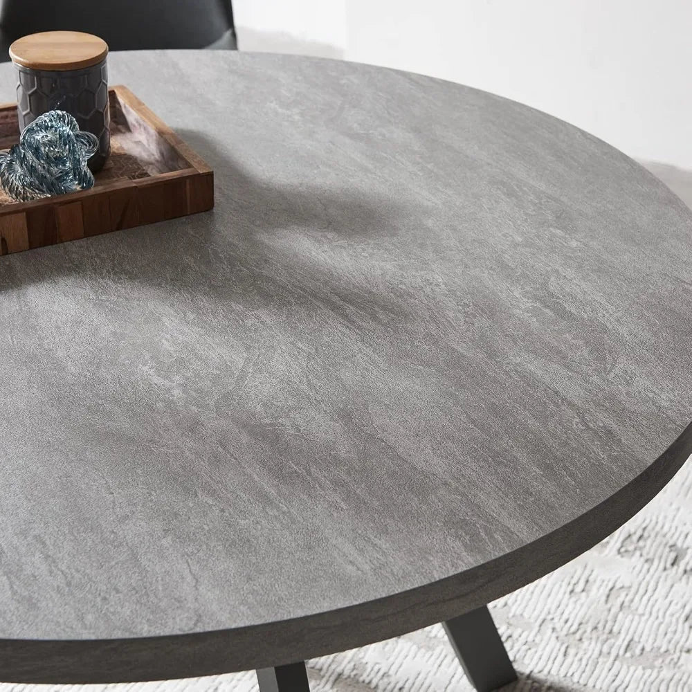 47 Inch Round Dining Table Set Mid Century Modern Kitchen Table for 4-6