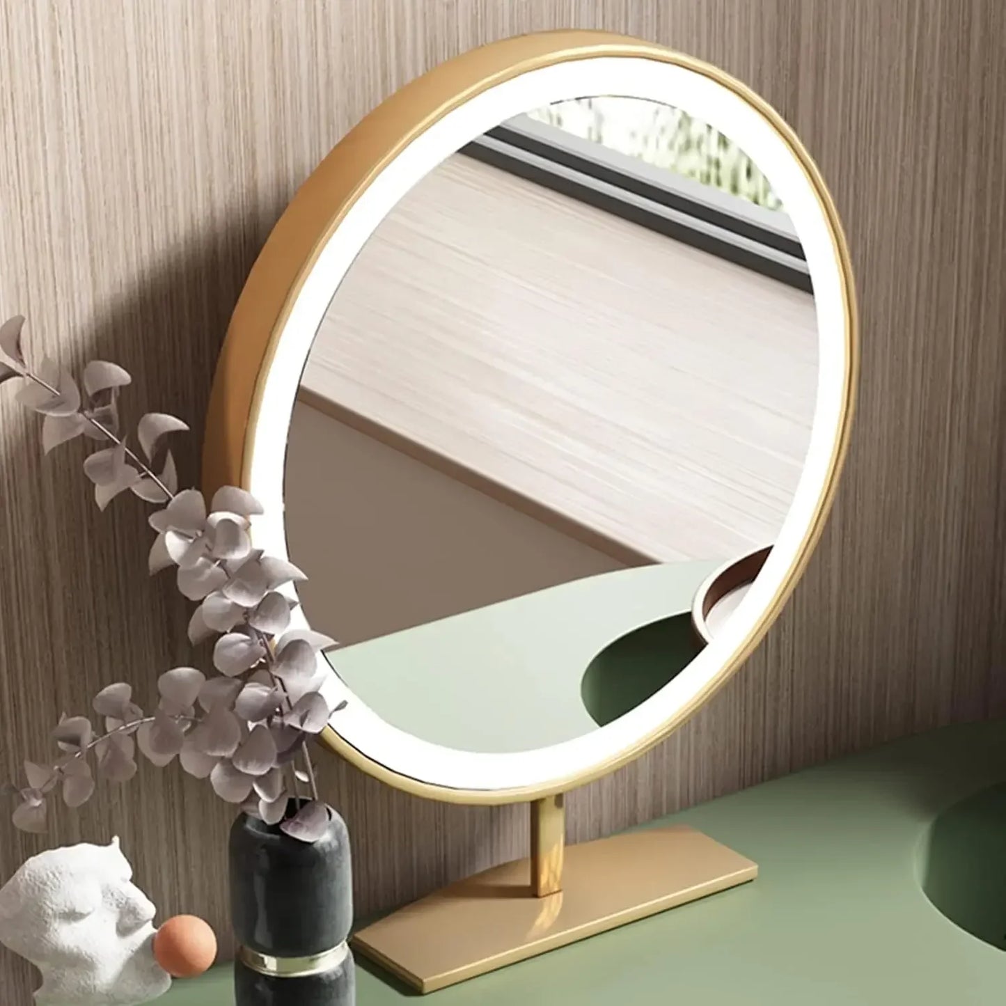 Vanity Desk with LED Lighted Mirror Makeup Table and Storage for Women