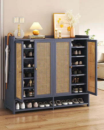 8 Tier Bamboo Shoe Storage Cabinet Freestanding Shoe Rack for Closet