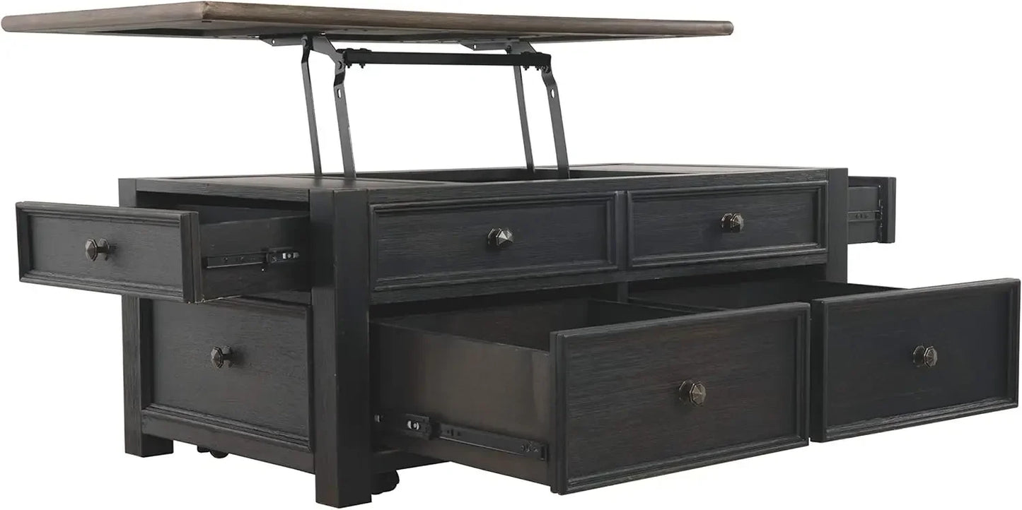 Tyler Creek Rustic Farmhouse Lift Top Coffee Table with Drawers
