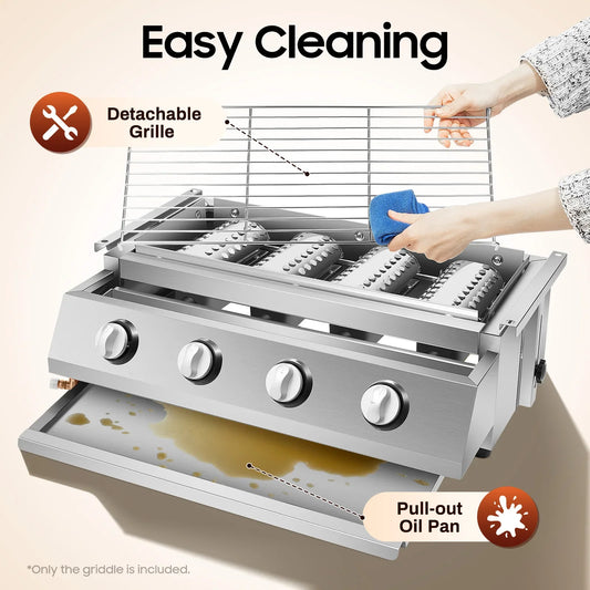 Ljustra Garden BBQ Grill 4 Burner Adjustable Height LPG Gas Grill