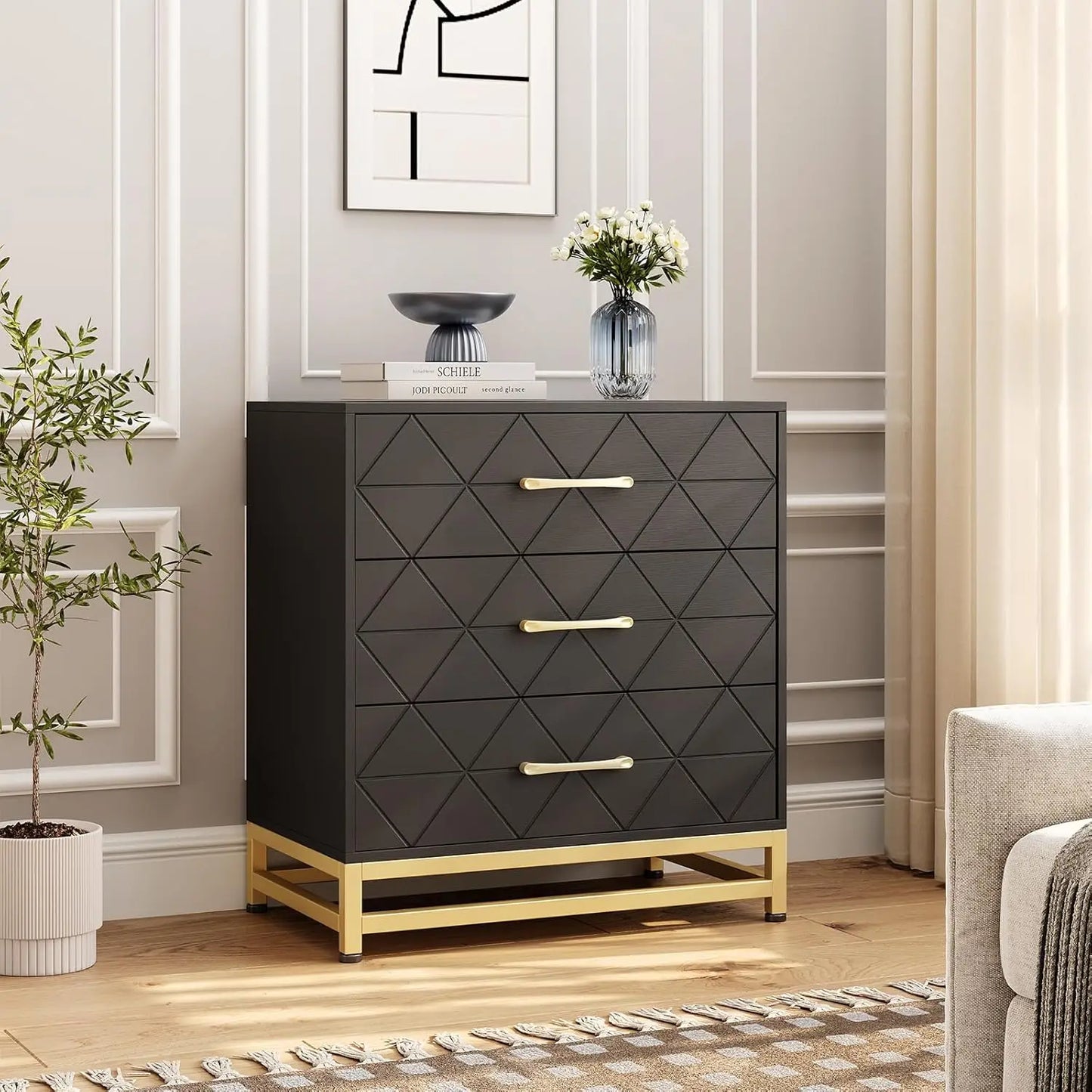 Modern 3 Drawer Dresser Chest of Drawers for Bedroom Storage Solution