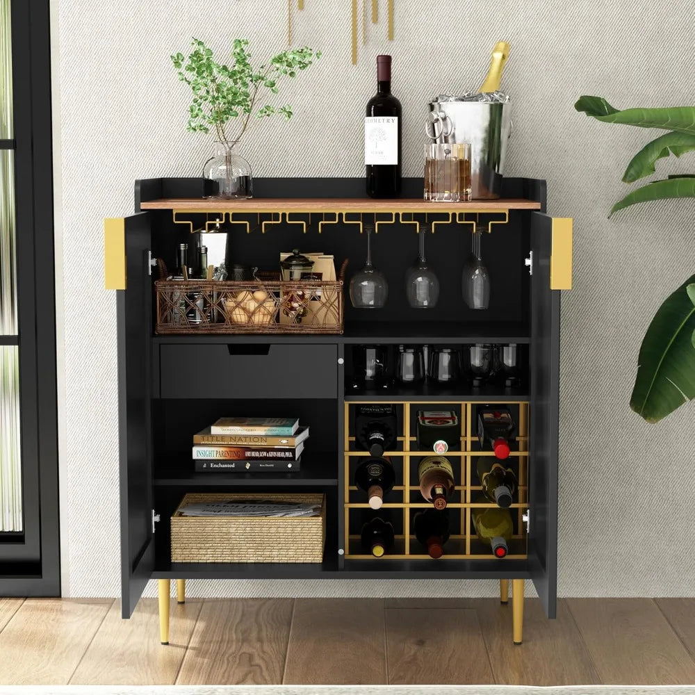 Modern Sideboard Buffet Cabinet with Wine Rack and Drawers Storage