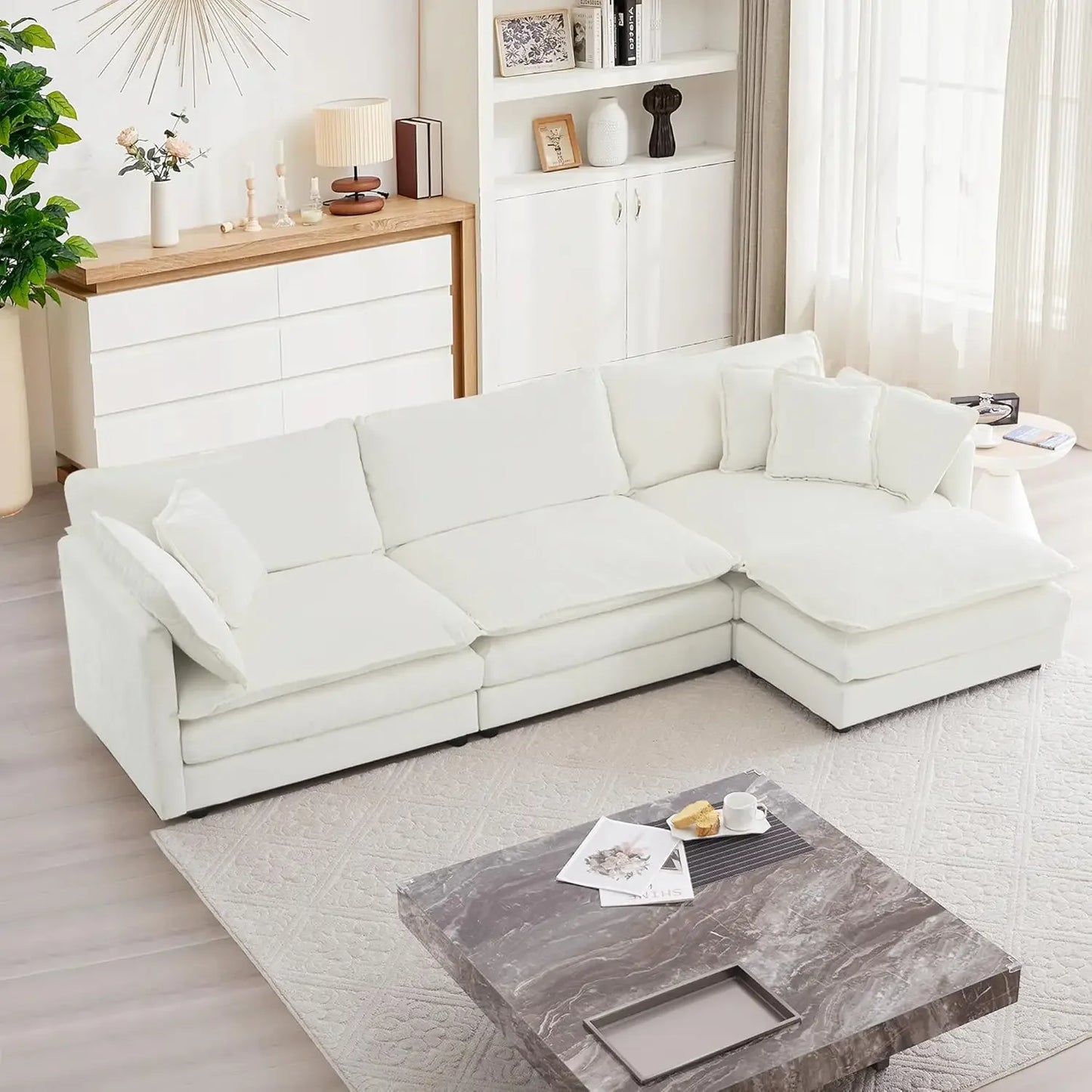 Ljustra Modular Sectional Sofa L-Shaped Couch 3-Seater with Ottoman