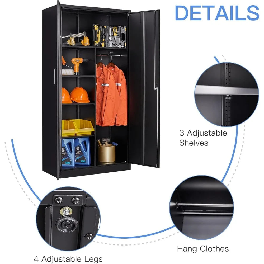 Metal Armoire Wardrobe Closet Cabinet Lockable Storage Organizer 72 Inch