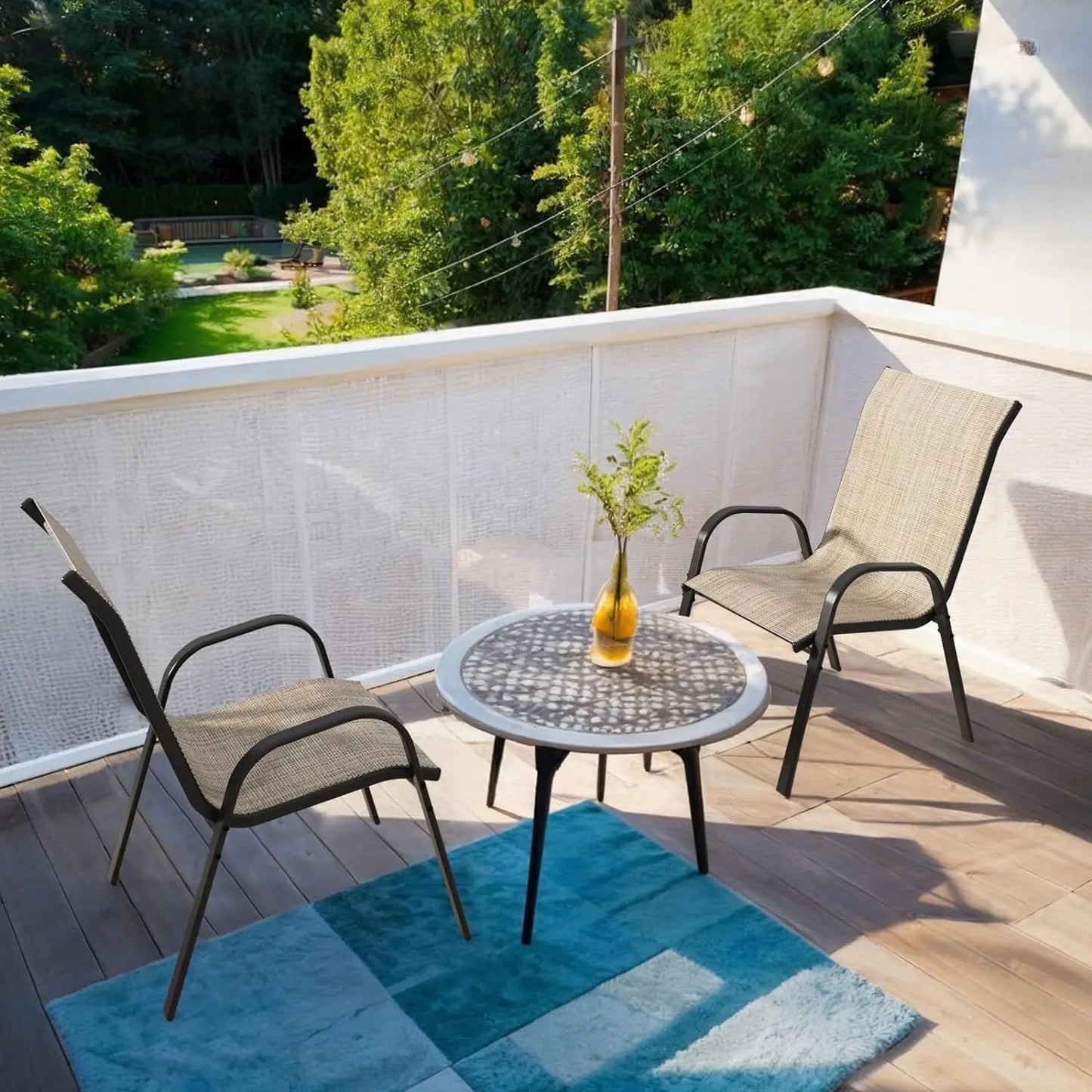 Stackable Outdoor Dining Chairs Set of 6 High Back Garden Chairs