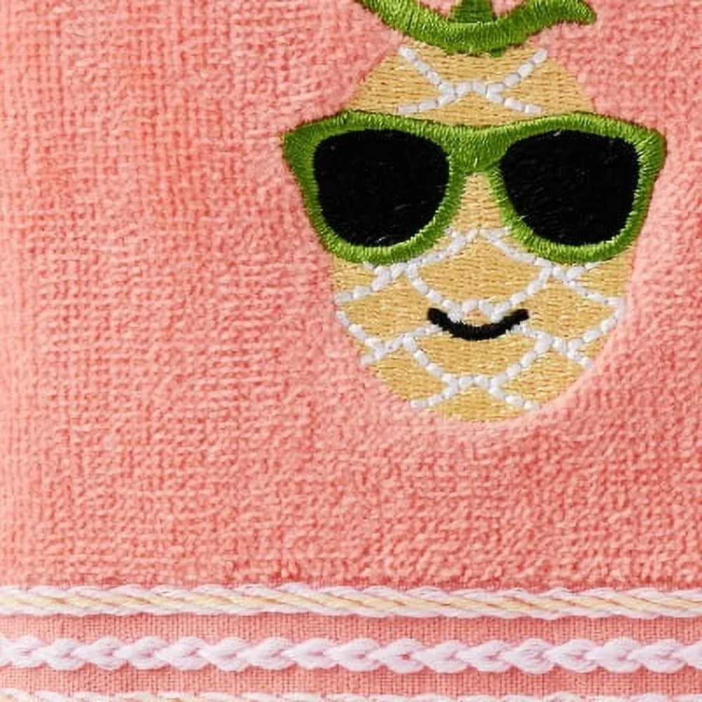 Tropical Pineapple Hand Towel Set 2 Piece Cotton Plush Washroom Decor
