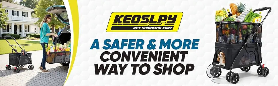 Ljustra 2-in-1 Folding Shopping Cart Pet Stroller Heavy Duty 99 LB