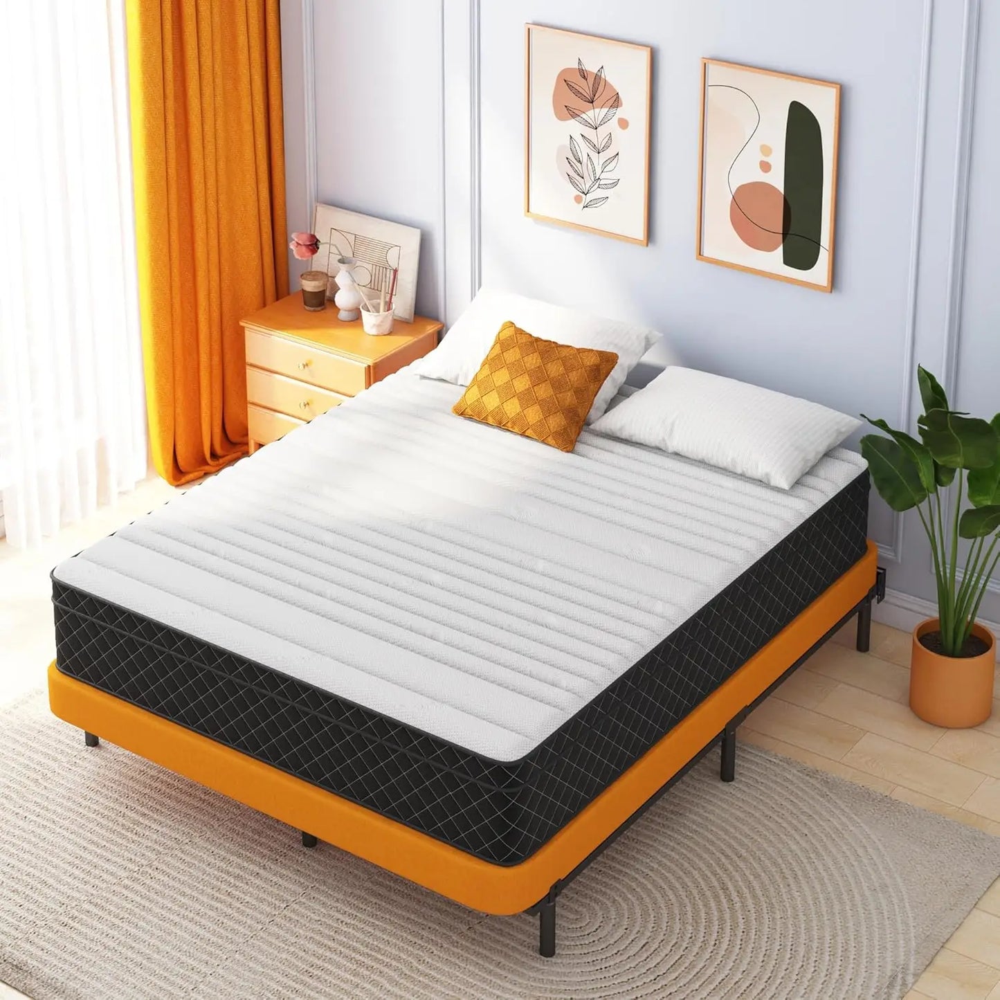 Ljustra 12 Inch Full Size Mattress Bed Memory Foam Pocket Springs