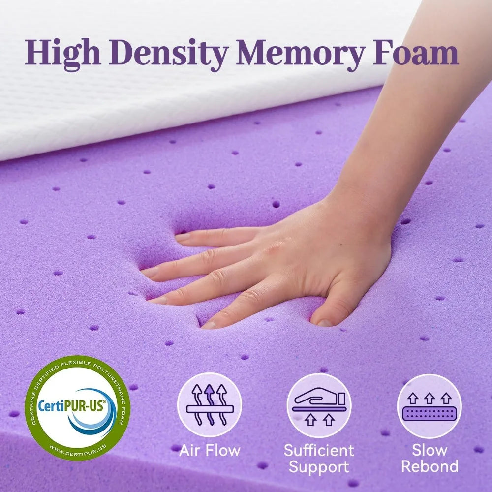 Ljustra 2 Inch Gel Memory Foam Mattress Topper Twin Size Ventilated Pad