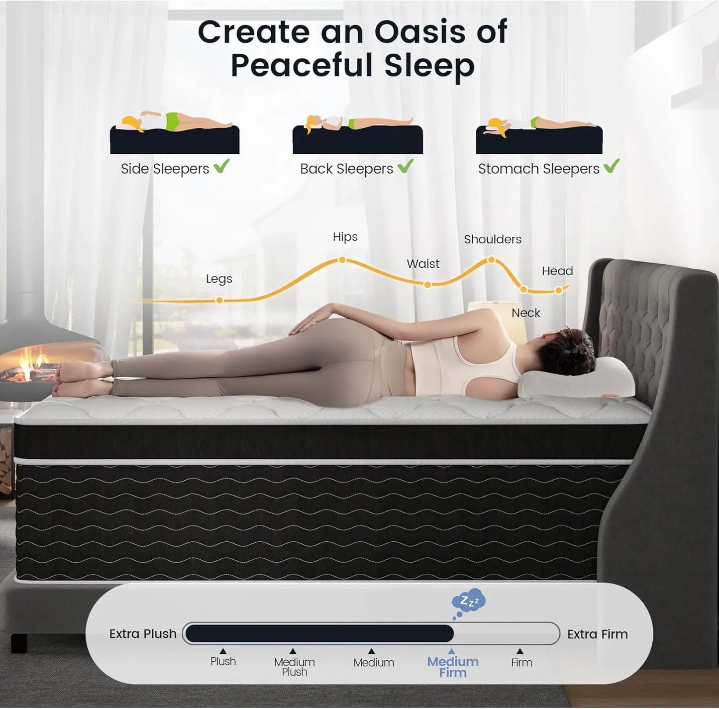 Ljustra 10 Inch Full Size Mattress Medium Firm Hybrid Gel Memory Foam