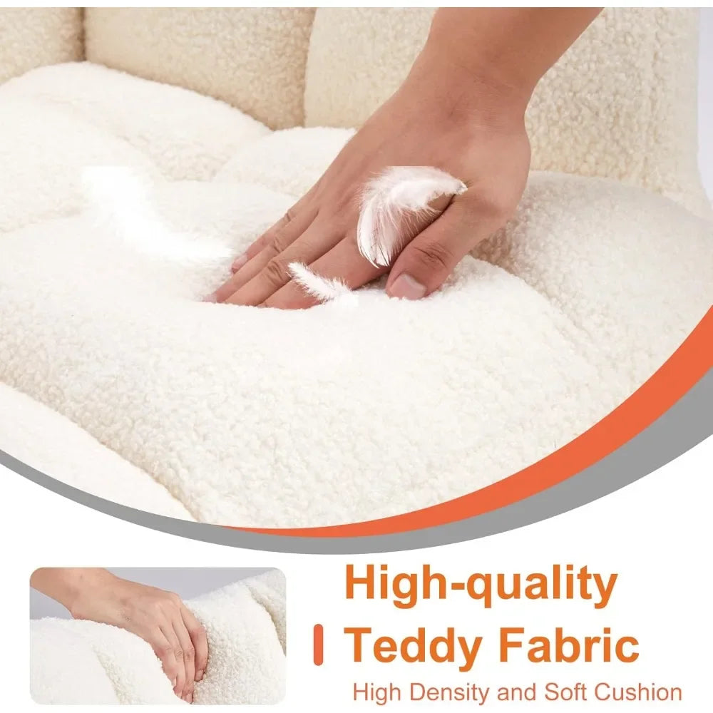 Rocking Chair Nursery Teddy Upholstered Glider High Backrest Reading Chair