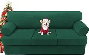 4-Piece Velvet Sofa Slipcover T-Cushion Stretch Fit | Couch Cover 72-90"