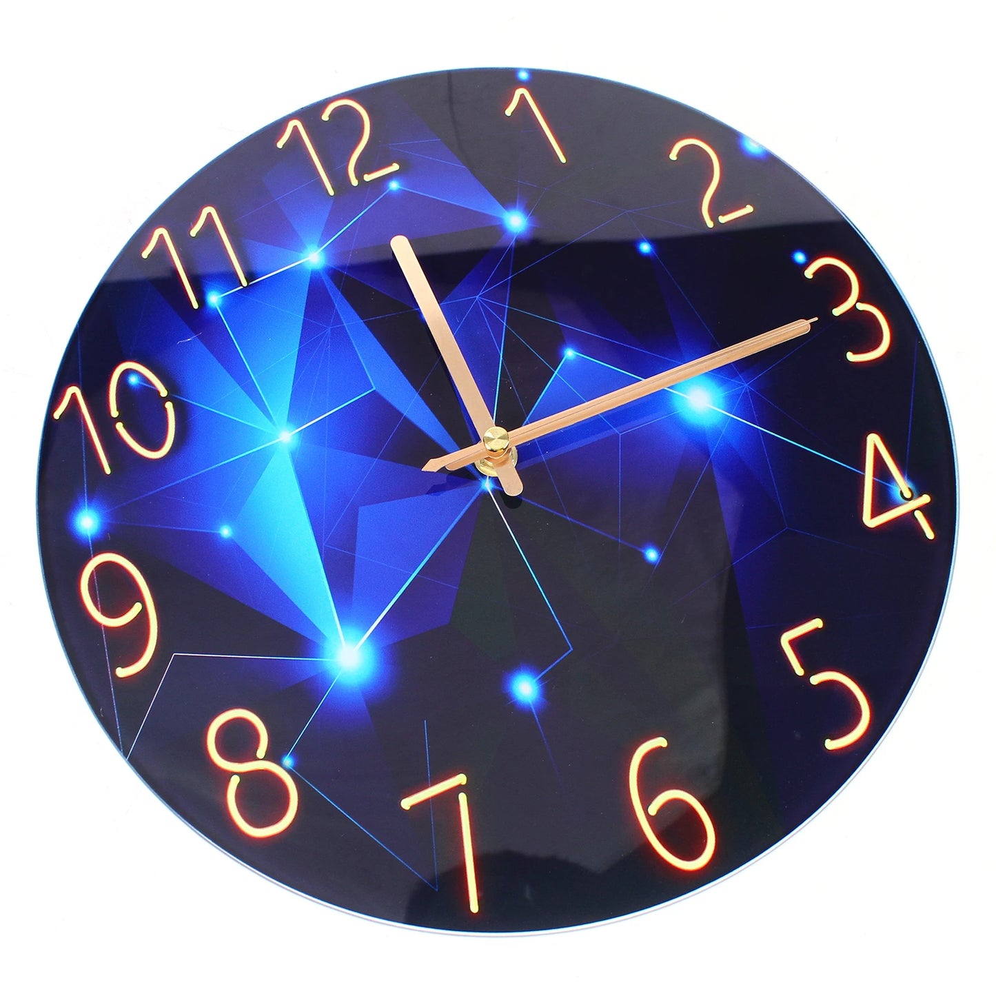Ultra-Thin Round Tempered Glass Wall Clock Diamond Modern Home Decor