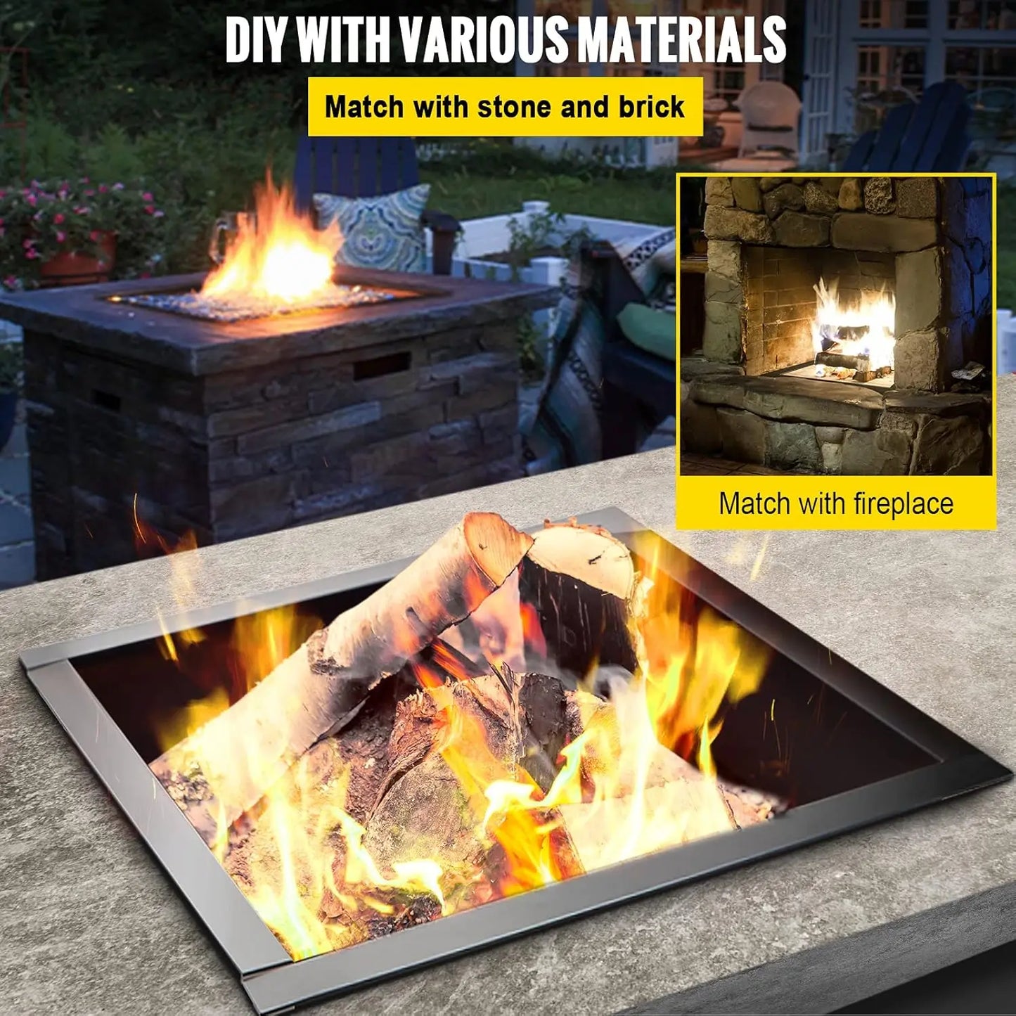 Fire Pit Ring 36 Inch DIY Steel Insert Outdoor Patio Backyard Heating