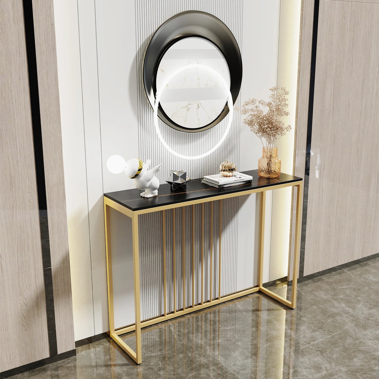Modern Accent Console Table Storage Display Shelf for Entryway Living Room