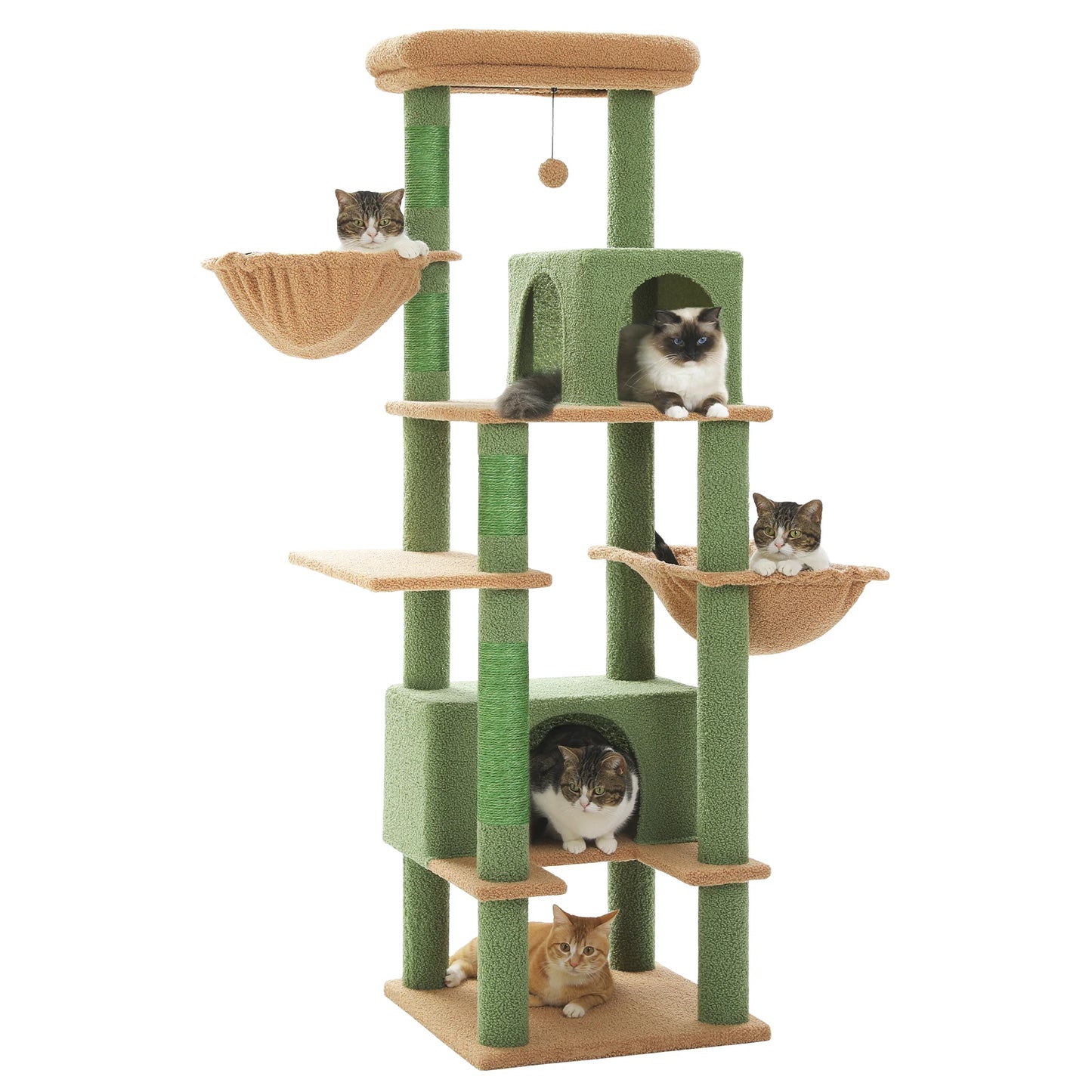 Cat Tree Large Metal Hammock 2 Condos Scratching Post for Indoor Cats
