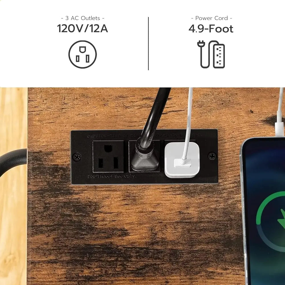 Kitchen Island With Power Outlet Rolling Cart Storage For Home Dining