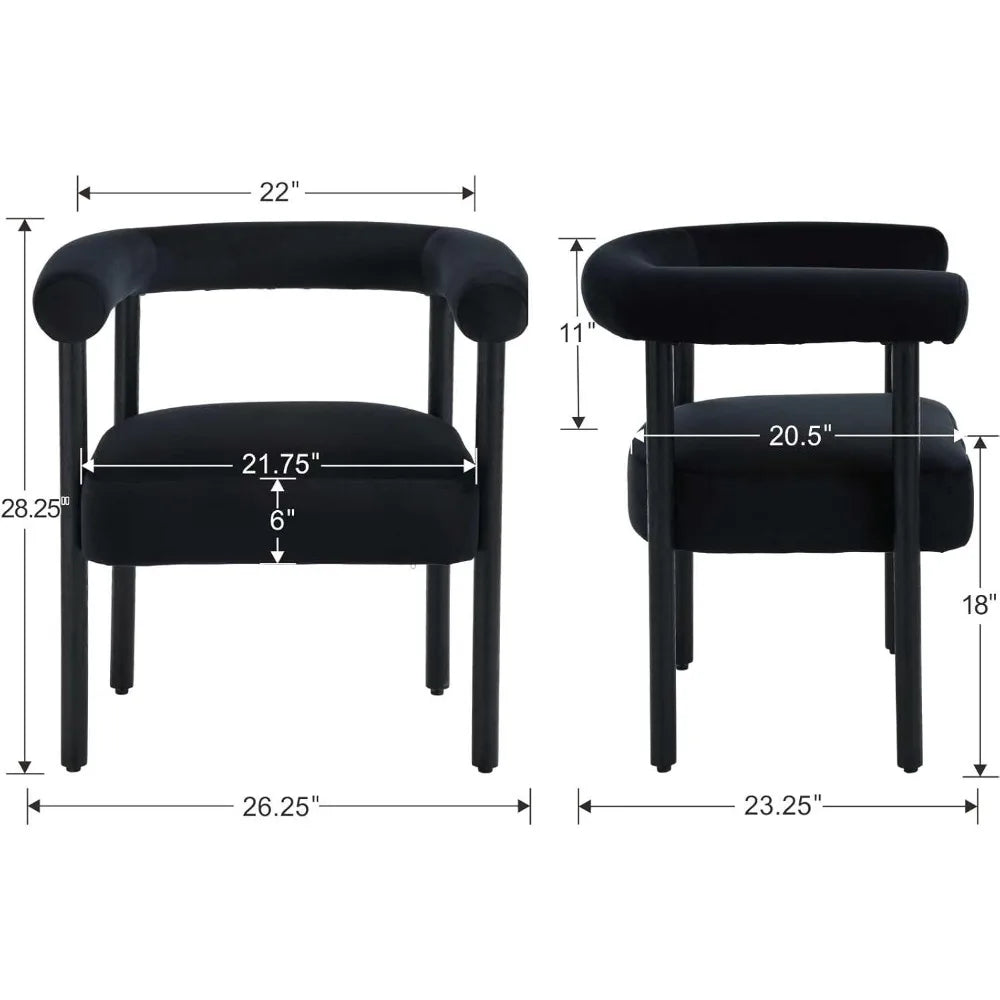 Mid-Century Modern Dining Chairs Set of 4 Upholstered Armrest Chairs