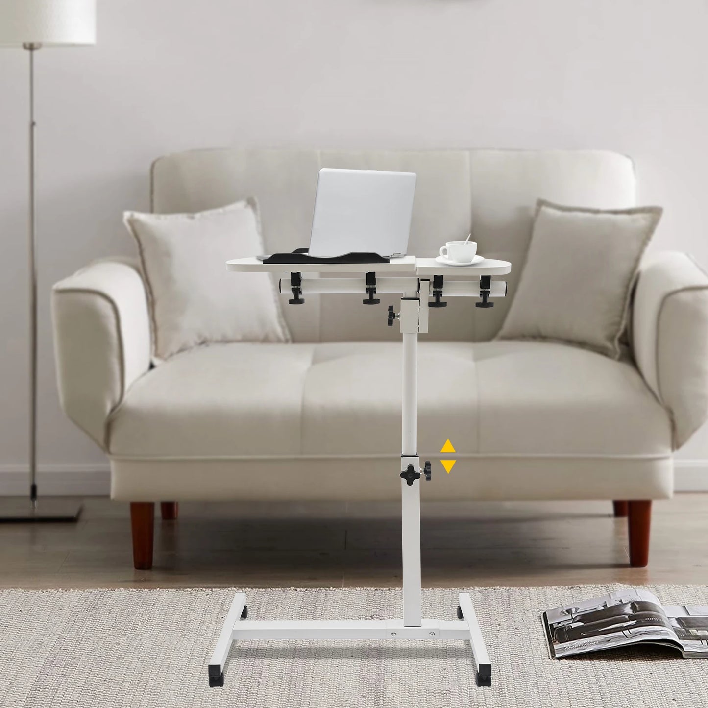 Adjustable Laptop Desk Stand with Swivel Wheels for Home Office