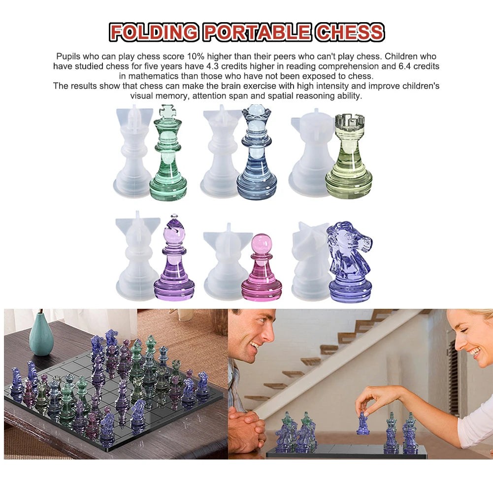 International Chess Epoxy Resin Mold DIY Silicone Chess Pieces Craft Tools