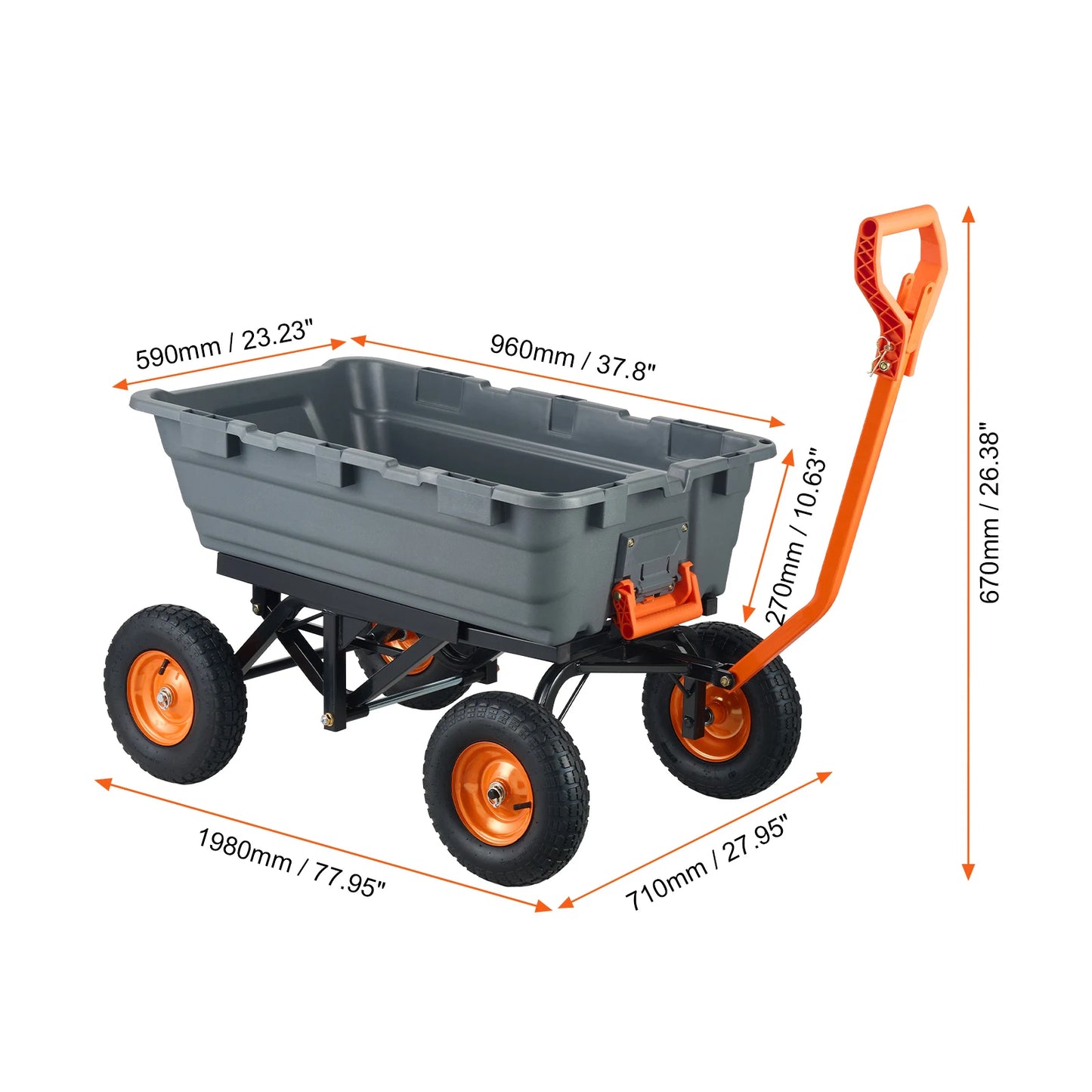 Durable Garden Dump Cart Heavy Duty Poly Wagon Steel Structure