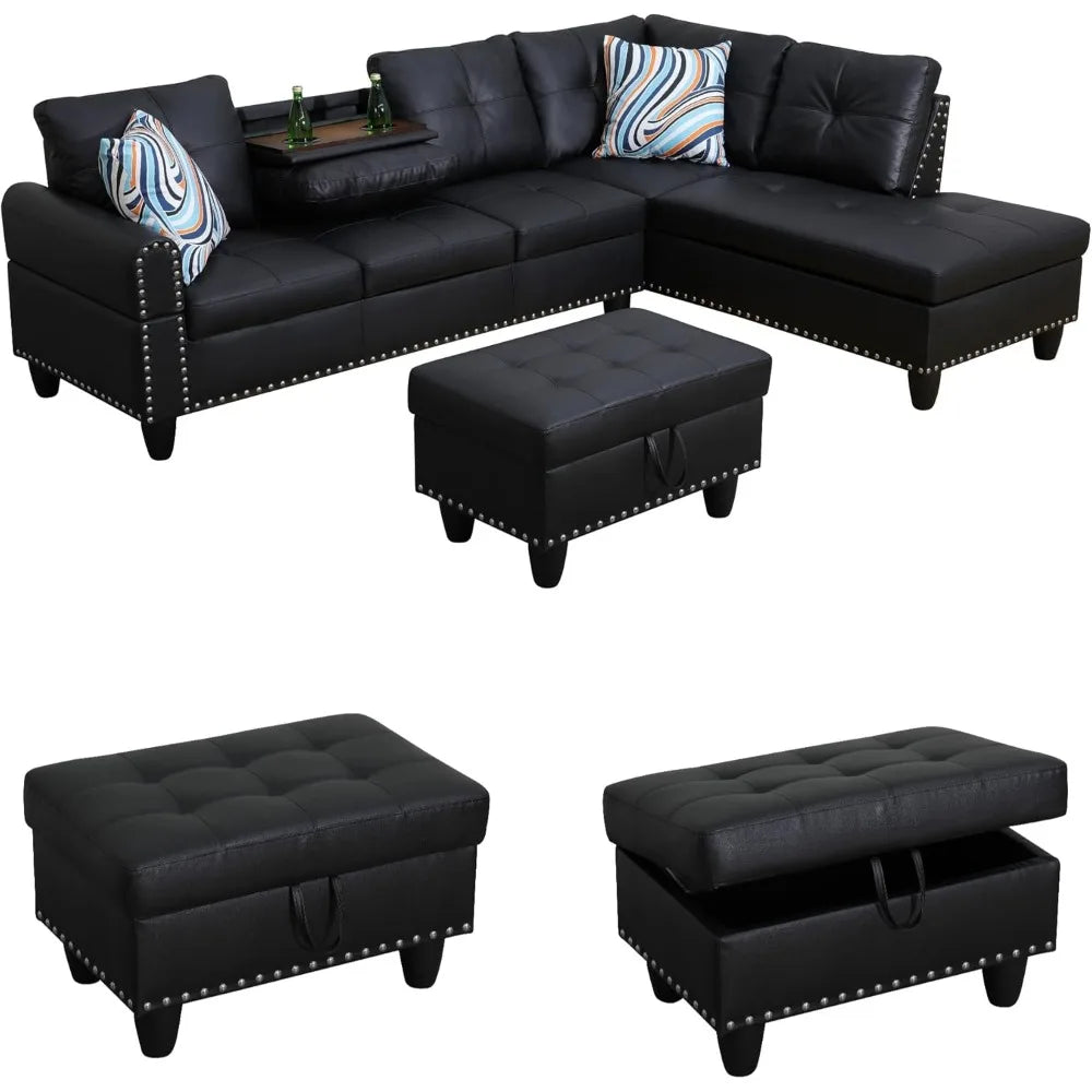 Modern 83 Inch Sofa in a Box No Assembly 3 Seater Couch with Pillows