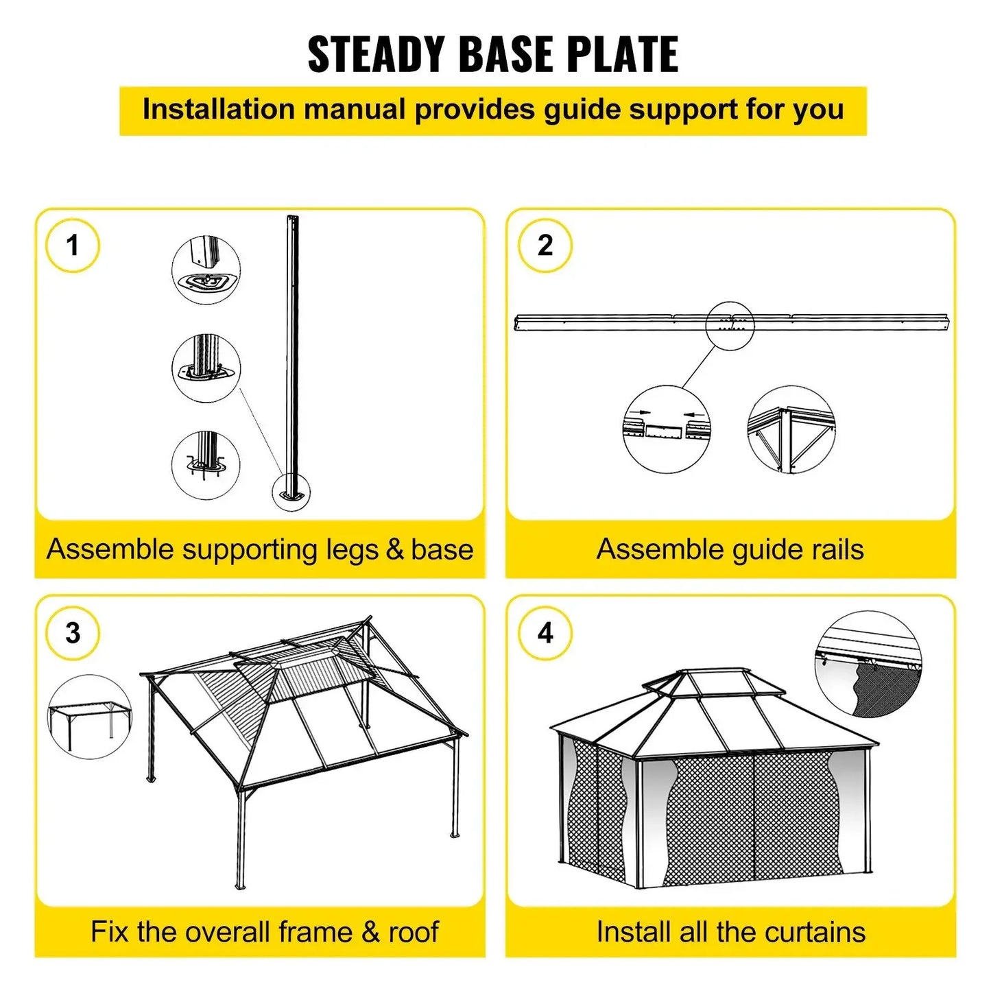 Hardtop Gazebo 10x10 Aluminum Double Tier Roof for Patio Backyard