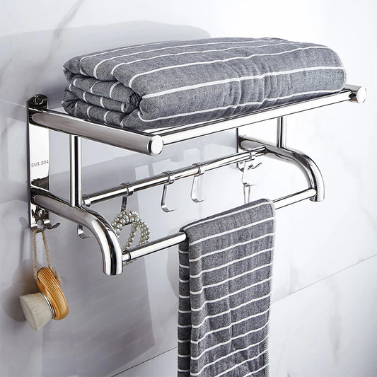 Ljustra Stainless Steel Wall Mounted Towel Rack Bathroom Storage Shelf