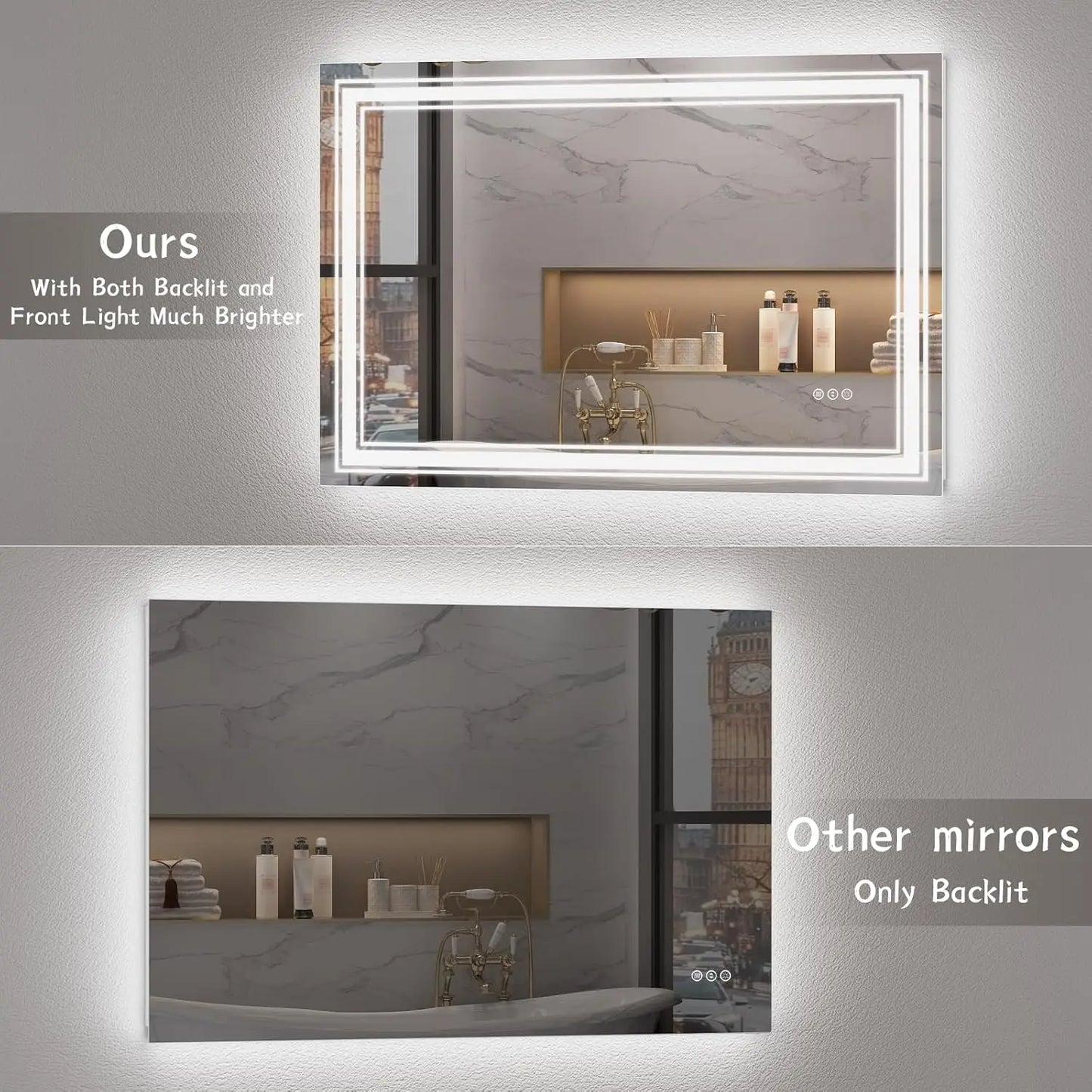 Ljustra LED Bathroom Mirror Dimmable Anti-Fog Shatterproof Backlit