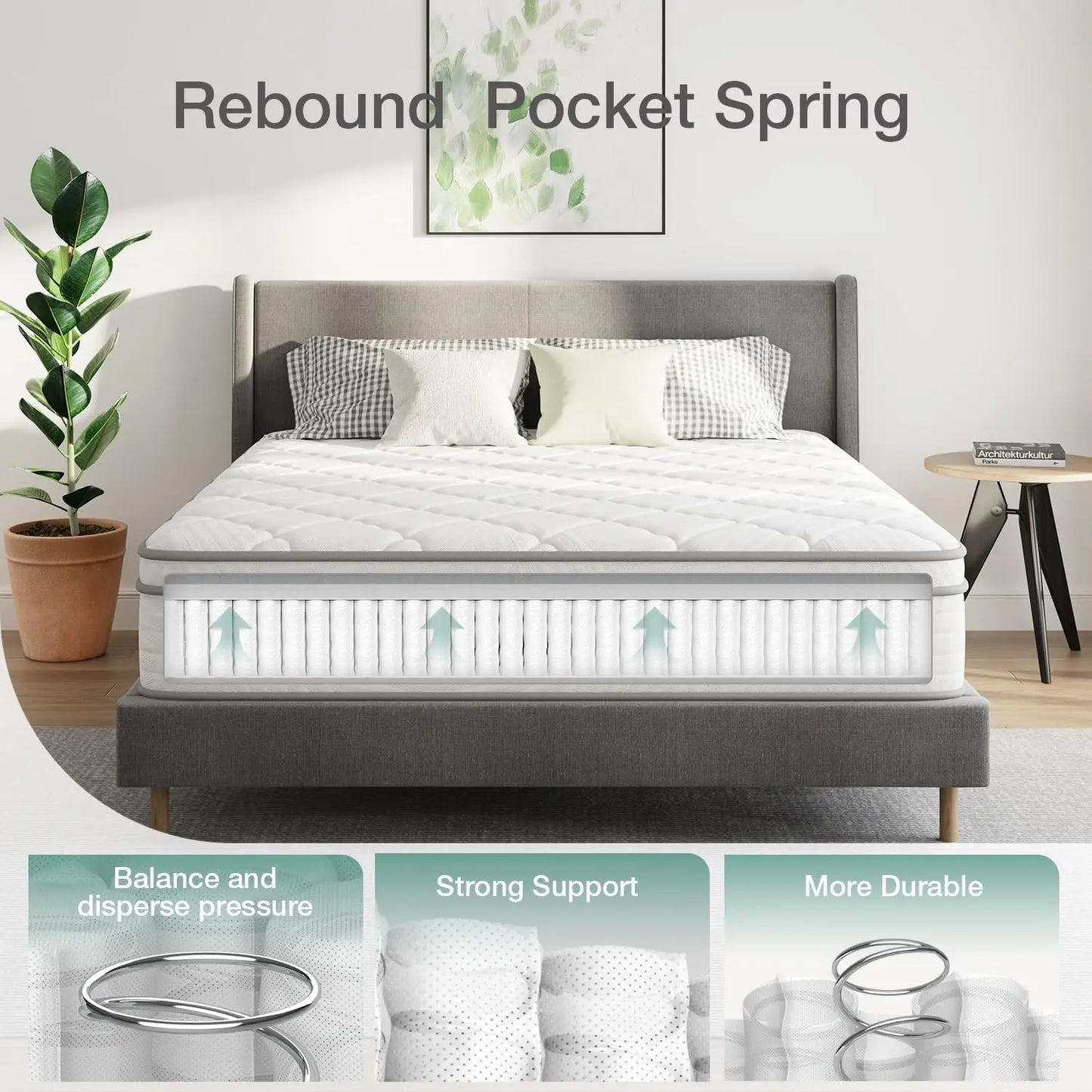 Ljustra 10 Inch Twin Hybrid Mattress Comfortable Foam Pocket Spring