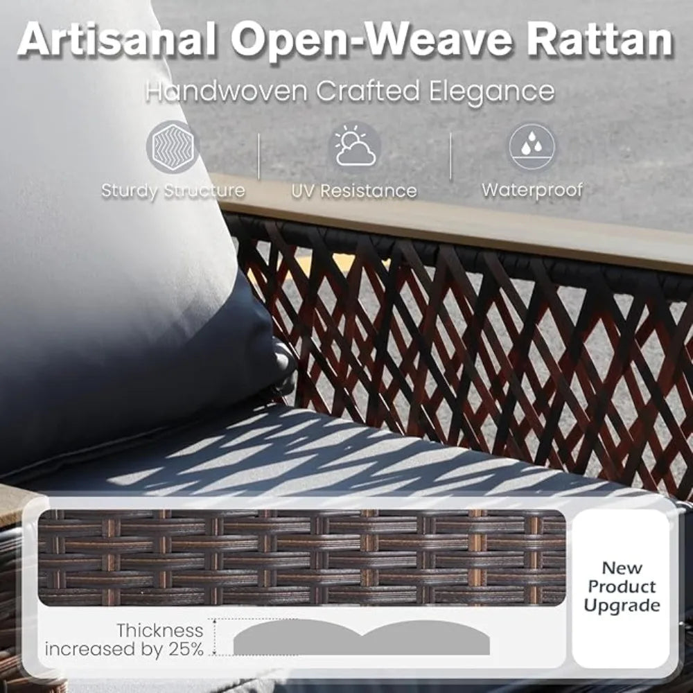 5 Pieces Patio Furniture Set Outdoor Swivel Glide Chair Ottomans Table