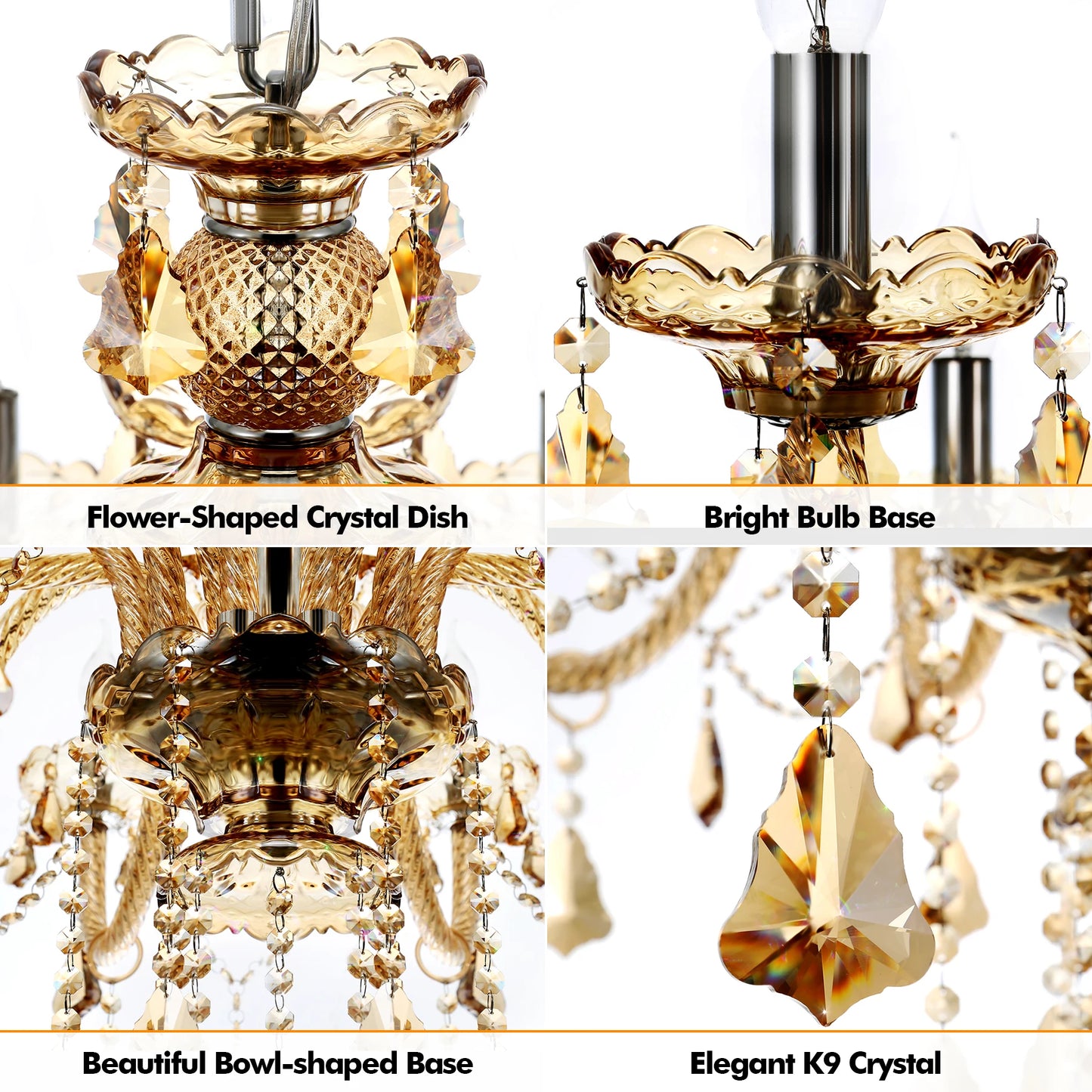 15 Arms Crystal Chandelier Pendant Light Modern K9 for Living Room