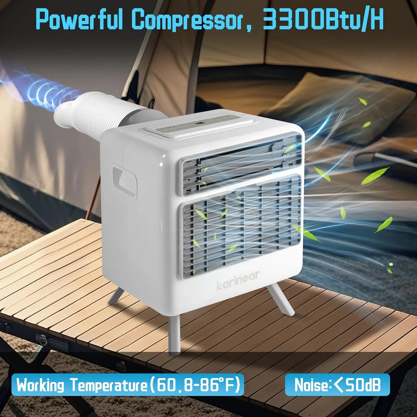 Portable Air Conditioner Camping 3300BTU Fast Cooling 60°F Tent RV