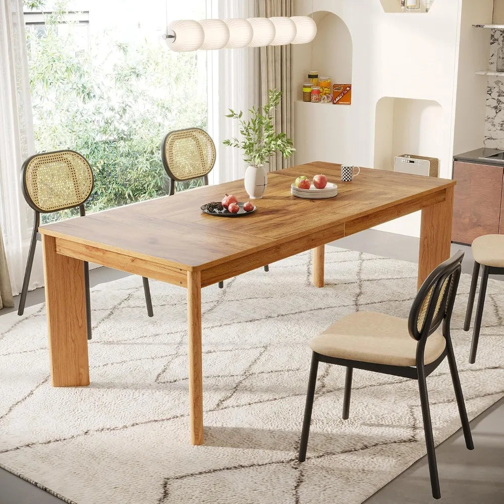 Modern Dining Table for 4-6 People Rectangular Kitchen Table