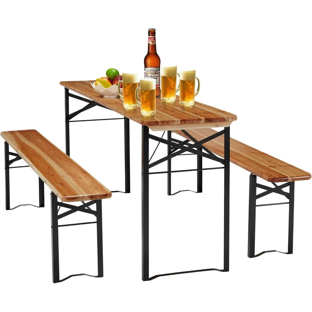70 Inch Portable Picnic Table Bench Set for Outdoor Dining 6-8 Persons