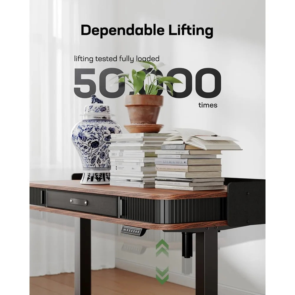 Ljustra Standing Desk Adjustable 55x28 Inches Home Office Desk with Drawers