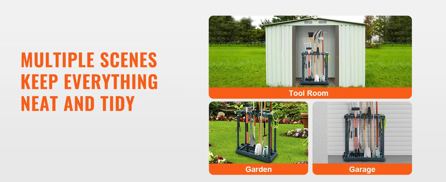 Ljustra 10 Slot Garden Tool Organizer Rack Storage Stand for Garage