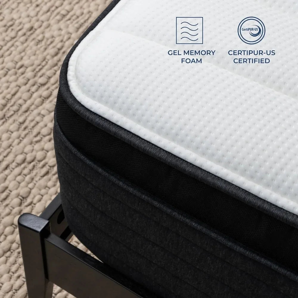 Ljustra 12 Inch Gel Memory Foam Hybrid Mattress Cooling Support Comfort