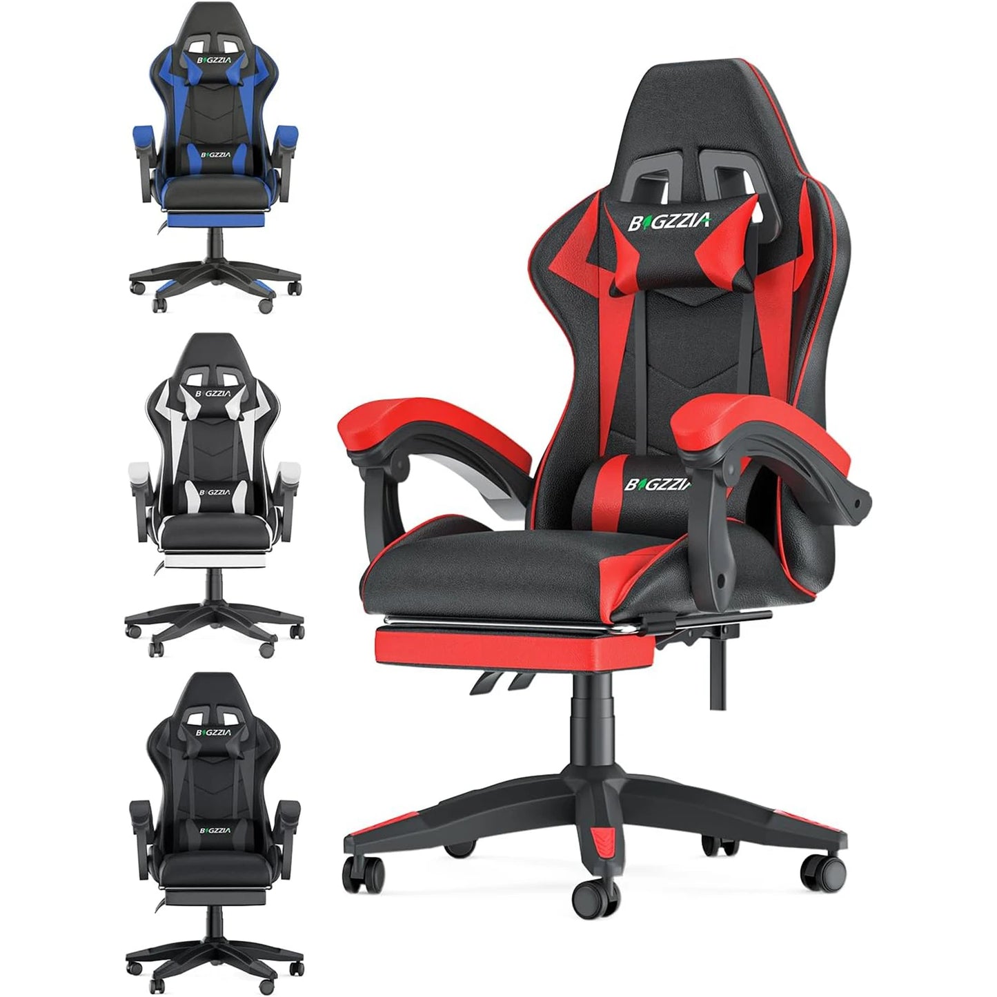 Gaming Chair with Footrest Ergonomic Adjustable Lumbar Support Chair