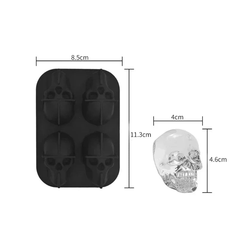 3D Skull Ice Cube Tray Silicone Mold for Whiskey Party Drinks