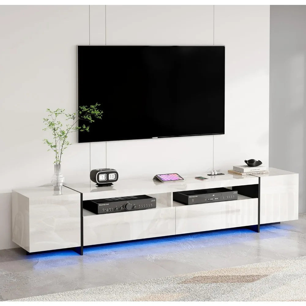 Ljustra 94.5" Modern TV Stand for Up to 100" TV with LED Lights
