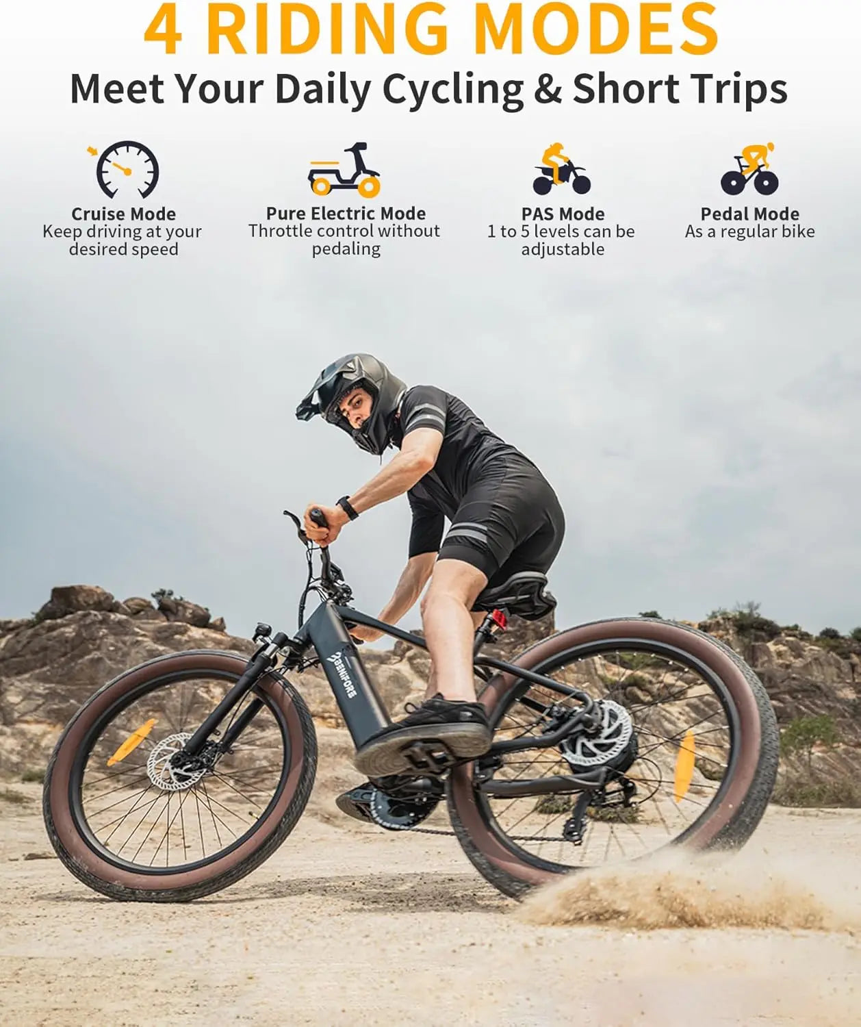 Luckeep C26 Electric Bike 1500W Peak 72 Miles 28 MPH Mountain E-Bike