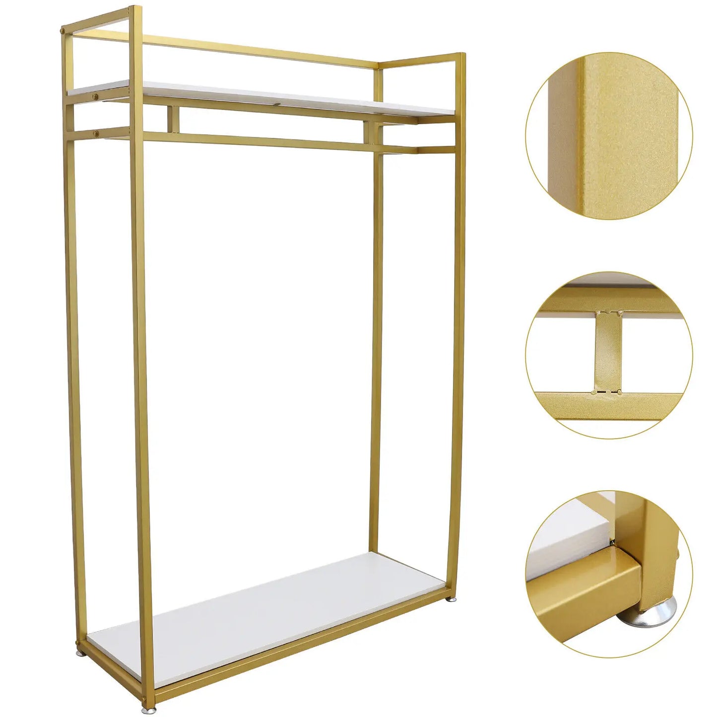 Gold 180cm Freestanding Metal Garment Rack Clothing Display Stand