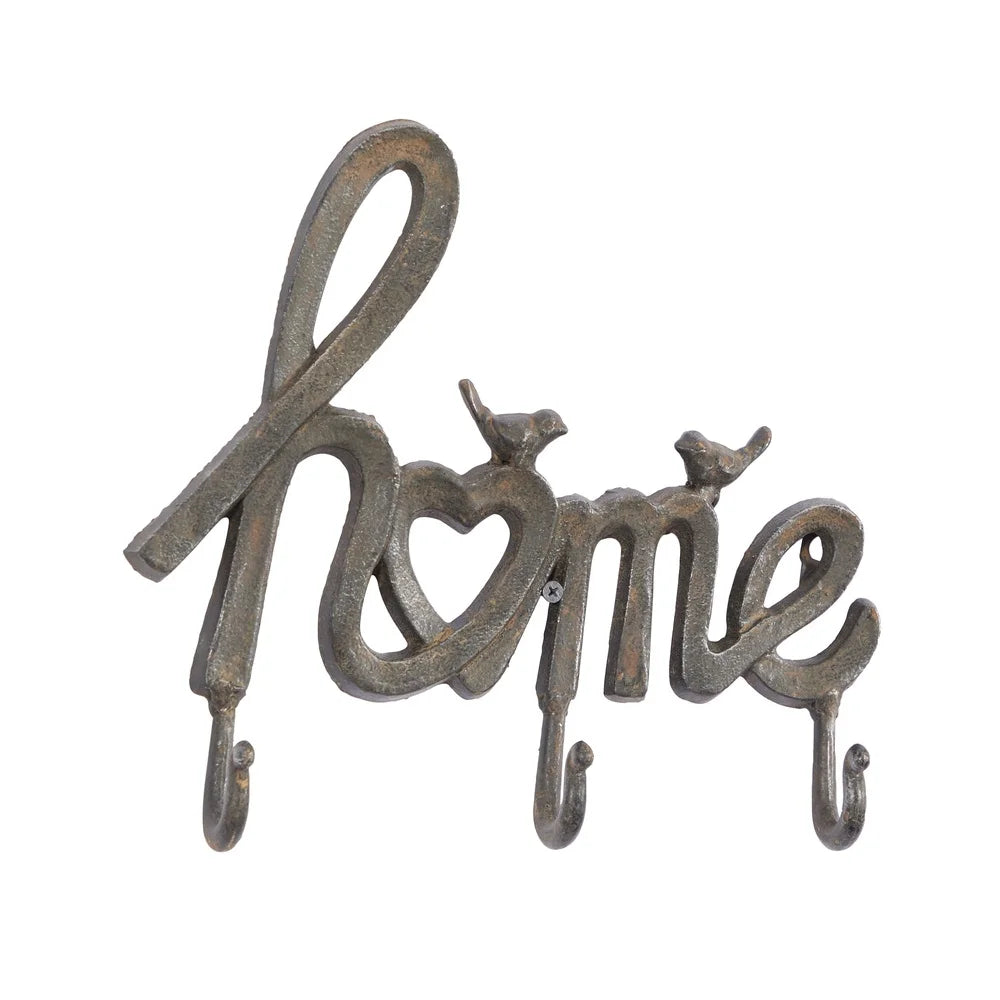 Indoor Black Metal Industrial Wall Hook with Bird Silhouettes 12x11 Inches