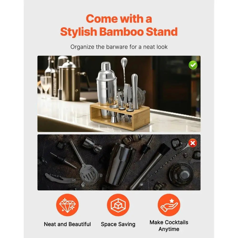 Stainless Steel 10 Piece Cocktail Shaker Set Bartender Tools Kit