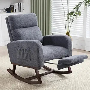 Ljustra Rocking Chair with Foot Rest Nursing Glider High Backrest Comfort