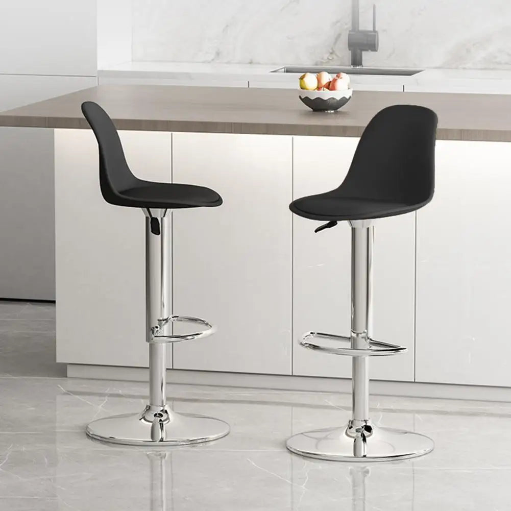 Modern Armless Kitchen Island Stool Set of 2 Adjustable Faux Leather